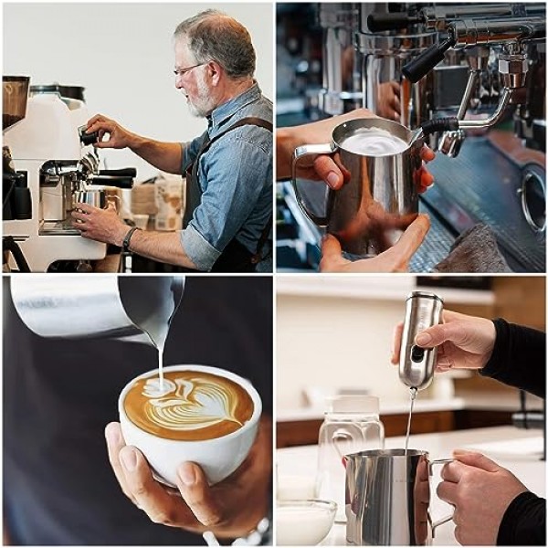 스테인레스 스틸 304, 12oz/350ml, 체크 표시가 있는 에스프레소 스팀 투수, 장식용 아트 펜, 스테인레스 스틸 우유 거품기 투수 커피 라떼 아트 컵 스팀 투수