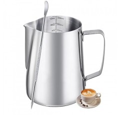 스테인레스 스틸 304, 12oz/350ml, 체크 표시가 있는 에스프레소 스팀 투수, 장식용 아트 펜, 스테인레스 스틸 우유 거품기 투수 커피 라떼 아트 컵 스팀 투수