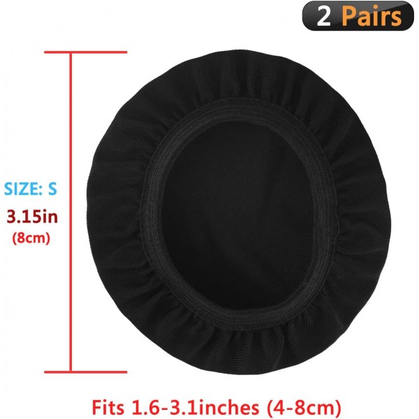 Geekria Stretchable Fabric 헤드폰 커버/세척 가능한 위생 이어컵 이어패드 커버는 1.6 - 3.15(4cm - 8cm 이어 패드) 소형 오버이어 헤드폰/헤드셋/4개(2쌍) Black Schwarz에 적합