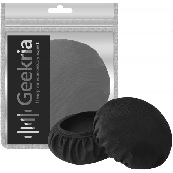 Geekria Stretchable Fabric 헤드폰 커버/세척 가능한 위생 이어컵 이어패드 커버는 1.6 - 3.15(4cm - 8cm 이어 패드) 소형 오버이어 헤드폰/헤드셋/4개(2쌍) Black Schwarz에 적합