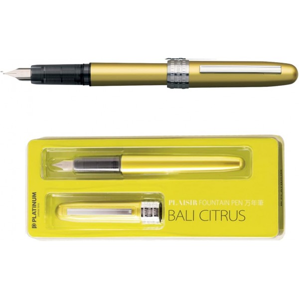PLATINUM Plaisir PGB-1000#47 만년필/펜촉: M 미디엄 미디엄/색상: 발리 시트러스 옐로우/수제/플라스틱 포장/만년필 1피스(1팩)