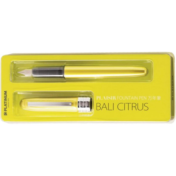 PLATINUM Plaisir PGB-1000#47 만년필/펜촉: M 미디엄 미디엄/색상: 발리 시트러스 옐로우/수제/플라스틱 포장/만년필 1피스(1팩)
