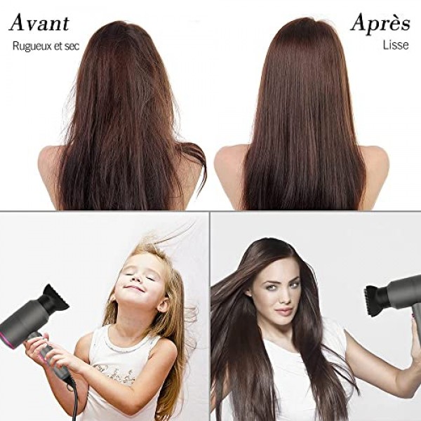 HappyGoo 헤어 드라이어 이온 헤어 드라이어 2000W AC 모터 전문가용 헤어 드라이어, 3가지 온도 설정, 냉풍 버튼, 디퓨저 1개, 집중 장치 2개, 다양한 헤어스타일에 적합 그