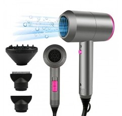 HappyGoo 헤어 드라이어 이온 헤어 드라이어 2000W AC 모터 전문가용 헤어 드라이어, 3가지 온도 설정, 냉풍 버튼, 디퓨저 1개, 집중 장치 2개, 다양한 헤어스타일에 적합 그