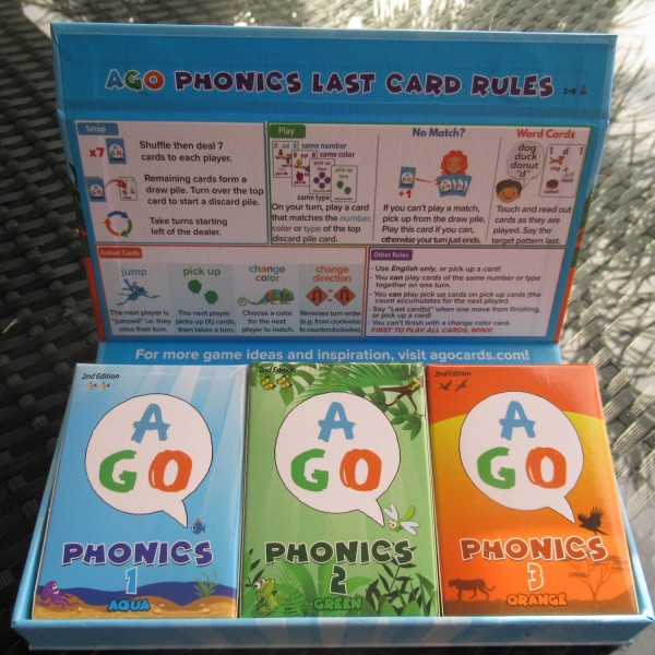 AGO Phonics 카드 게임(3레벨 박스 세트). 재미있는 카드 게임을 하면서 읽기 능력을 키우고 단어와 파닉스 소리를 배우세요!