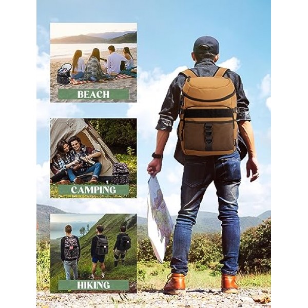 JOYHILL 36 캔 배낭 쿨러, 전술 절연 소프트 쿨러 가방 남성 여성을위한 대용량 누출 방지 쿨러 배낭, 캠핑 하이킹 피크닉 해변을위한 여행 배낭