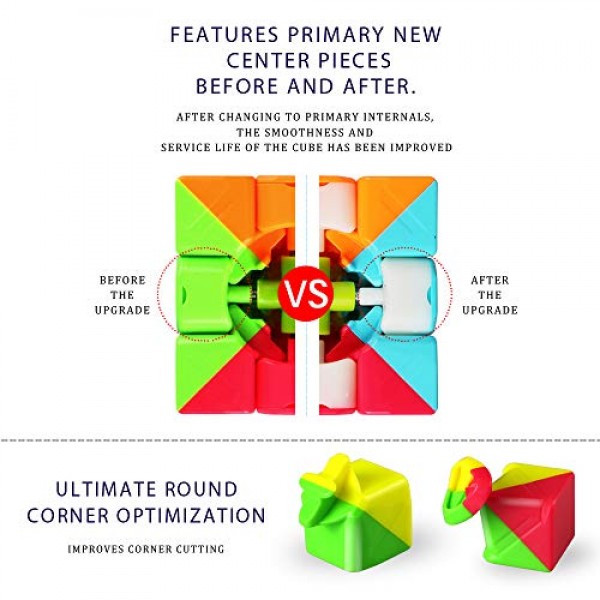 작은 황금 코끼리 QY 장난감 전사 W 스피드 큐브 3x3 - 부드러운 탄소 섬유 스티커 매직 큐브 3x3x3 퍼즐 장난감, 아이의 집중력과 기억력을 효과적으로 향상시키는 가장 