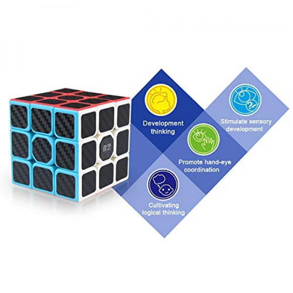 작은 황금 코끼리 QY 장난감 전사 W 스피드 큐브 3x3 - 부드러운 탄소 섬유 스티커 매직 큐브 3x3x3 퍼즐 장난감, 아이의 집중력과 기억력을 효과적으로 향상시키는 가장 
