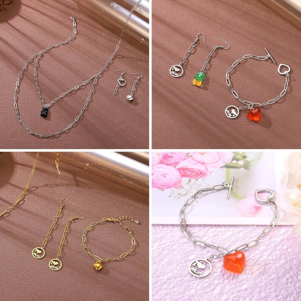 Ornaland 44 Pcs 여성을위한 다채로운 거미 곰 수 지 곰 매력 열쇠 고리 목걸이에 대 한 수 제 수 지 사탕 철자 보석 만들기 스타일 5