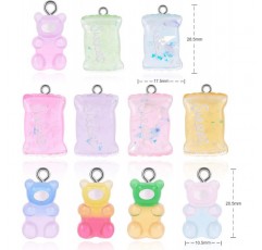 Ornaland 44 Pcs 여성을위한 다채로운 거미 곰 수 지 곰 매력 열쇠 고리 목걸이에 대 한 수 제 수 지 사탕 철자 보석 만들기 스타일 5