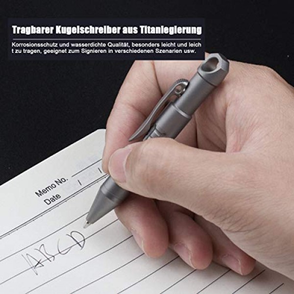 TISUR 소형 볼펜, 티타늄 볼트 액션 펜 EDC 포켓 펜 시그니처 펜 포켓 펜 (클립 스타일/88mm)