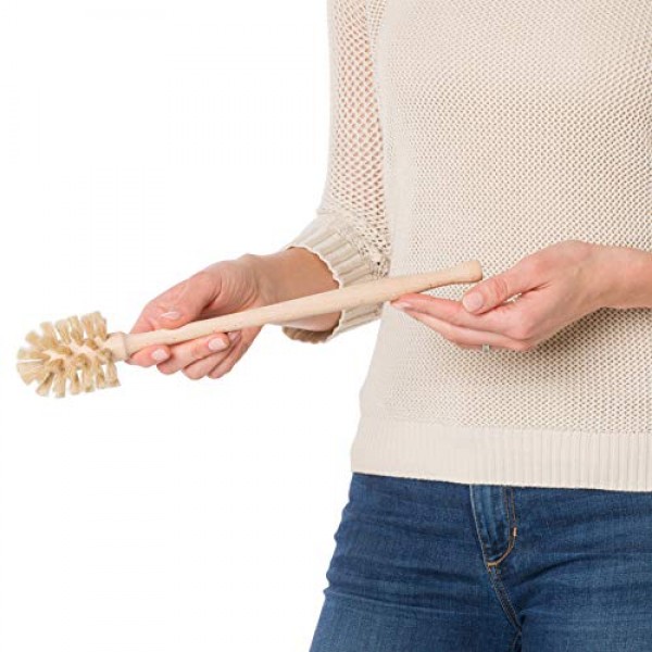REDECKER 병 브러시 클리너: 내구성이 뛰어난 말총 및 너도밤나무 손잡이, 꽃병, 투수, 머그 및 젖병에 적합, 13-3/4인치, 촘촘한 천연 강모, 독일산