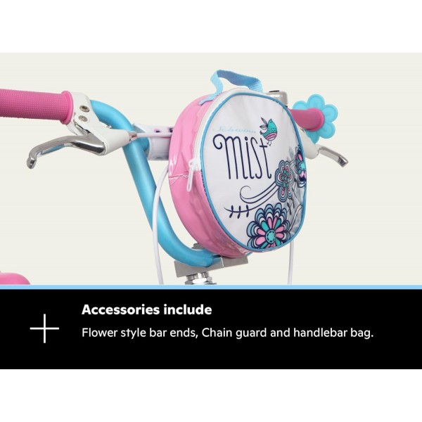 Schwinn Mist Kids Bike, 블루/핑크 플라워 디자인, 20인치 자전거 바퀴, 6-13세 소녀 또는 소년, 권장 라이더 신장 122-152cm 싱글