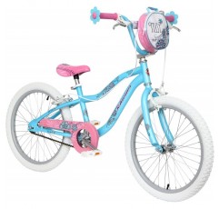 Schwinn Mist Kids Bike, 블루/핑크 플라워 디자인, 20인치 자전거 바퀴, 6-13세 소녀 또는 소년, 권장 라이더 신장 122-152cm 싱글