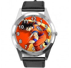 Anime Fighters 팬을 위한 블랙 가죽 라운드 시계