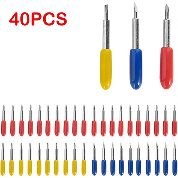 40PCS 30°/45°/60° Roland 절단 블레이드 비닐 플로터 커터 블레이드 교체 절단 플로터 Roland 및 대부분의 플로터용 비닐 레터링 절단 블레이드