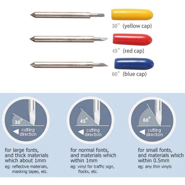 40PCS 30°/45°/60° Roland 절단 블레이드 비닐 플로터 커터 블레이드 교체 절단 플로터 Roland 및 대부분의 플로터용 비닐 레터링 절단 블레이드