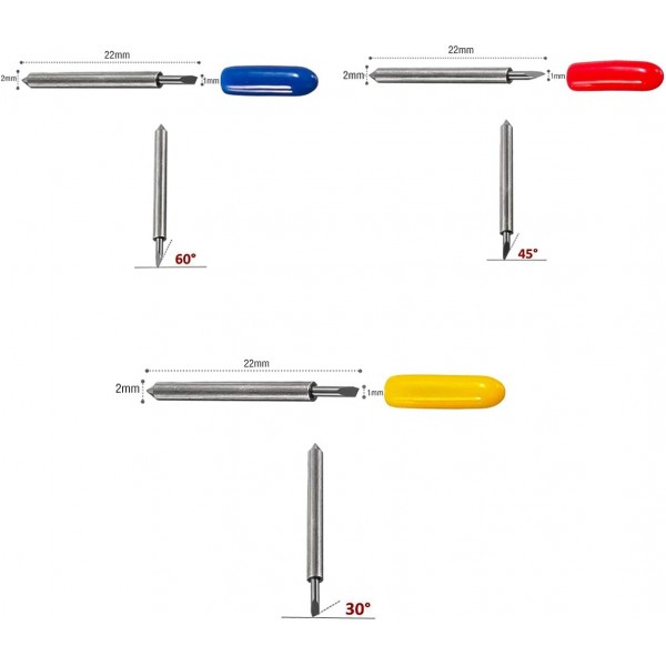 40PCS 30°/45°/60° Roland 절단 블레이드 비닐 플로터 커터 블레이드 교체 절단 플로터 Roland 및 대부분의 플로터용 비닐 레터링 절단 블레이드