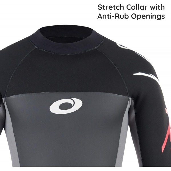 Osprey 남성용 전체 길이 5mm 잠수복, 겨울 잠수복, 성인 네오프렌 서핑 다이빙 잠수복, 프로, 블랙 레드 S