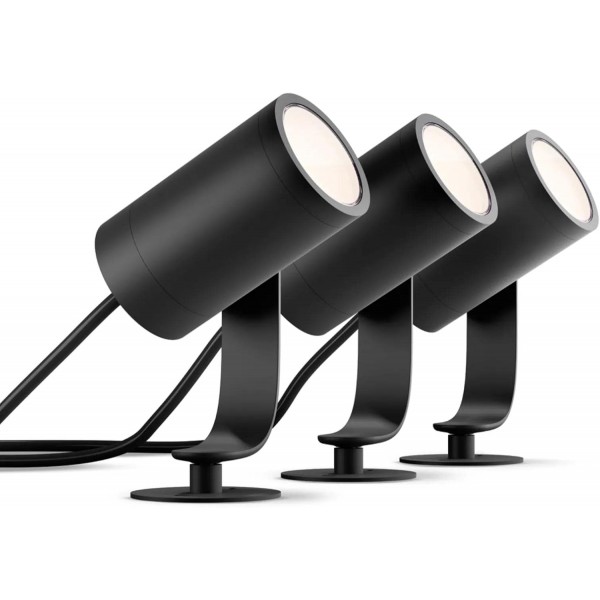 Philips Hue White & Color Ambiance Lily - 그라운드 스파이크 라이트, 블랙 - 브리지를 포함한 저전압 3피스 스타터 세트