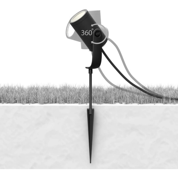 Philips Hue White & Color Ambiance Lily - 그라운드 스파이크 라이트, 블랙 - 브리지를 포함한 저전압 3피스 스타터 세트