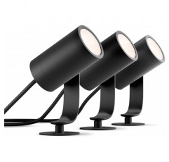 Philips Hue White & Color Ambiance Lily - 그라운드 스파이크 라이트, 블랙 - 브리지를 포함한 저전압 3피스 스타터 세트