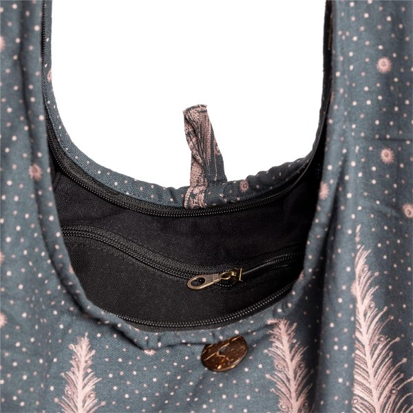 PANASIAM 숄더백 'Elephant' 남녀공용 I 라지 코튼백 2가지 사이즈 - 기분좋게 가벼움과 튼튼함 I 지퍼 & 여분의 내부포켓 I 숄더백 L V Petrol Gray