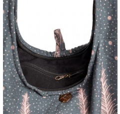 PANASIAM 숄더백 'Elephant' 남녀공용 I 라지 코튼백 2가지 사이즈 - 기분좋게 가벼움과 튼튼함 I 지퍼 & 여분의 내부포켓 I 숄더백 L V Petrol Gray