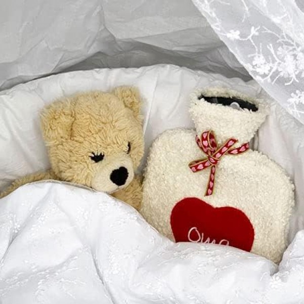 8-Natur 에코 온수병 좋아하는 사람 온수병 2리터, 허브 베개와 Ökotex 면 봉제 양가죽으로 만든 매우 부드러운 봉제 커버. BS1970:2012 인증