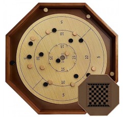 토너먼트 크로키놀 보드 게임 30인치, 2 in 1 크로키놀 및 체커, 26인치 플레이 표면, 금속 못, 나무 팔각형 가족 및 친구를 위한 캐나다 탁상용 보드 게임 크로키놀