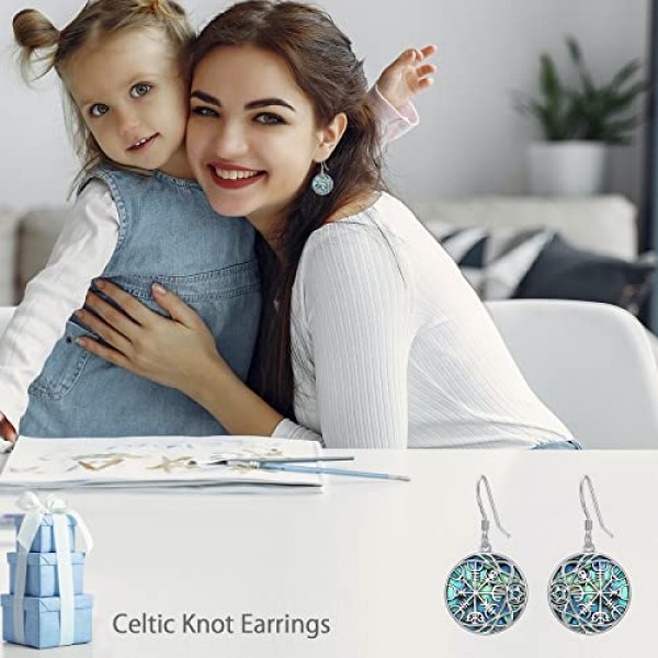여성을위한 셀틱 매듭 바이킹 귀걸이 925 스털링 실버 부적 보호 행운을 빌어 요 바이킹 Triskele Jewellery
