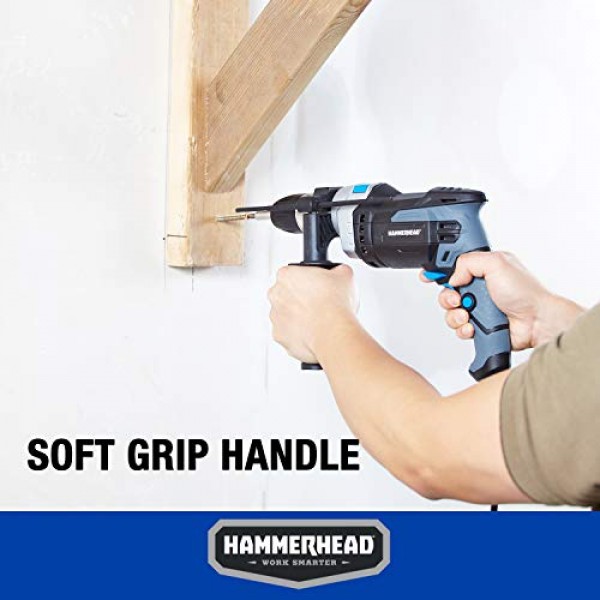 해머헤드 7.5암페어 1/2인치 가변 속도 해머 드릴 6개 비트 포함 - HAHD075