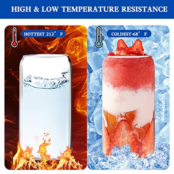 대나무 뚜껑과 유리 빨대가 있는 Vozoka 마시는 안경, 4 세트 16oz 아이스 커피 컵, 뚜껑과 빨대가 있는 유리 컵, 맥주 잔, 물, 칵테일, 위스키, 소다, 선물에 이상적