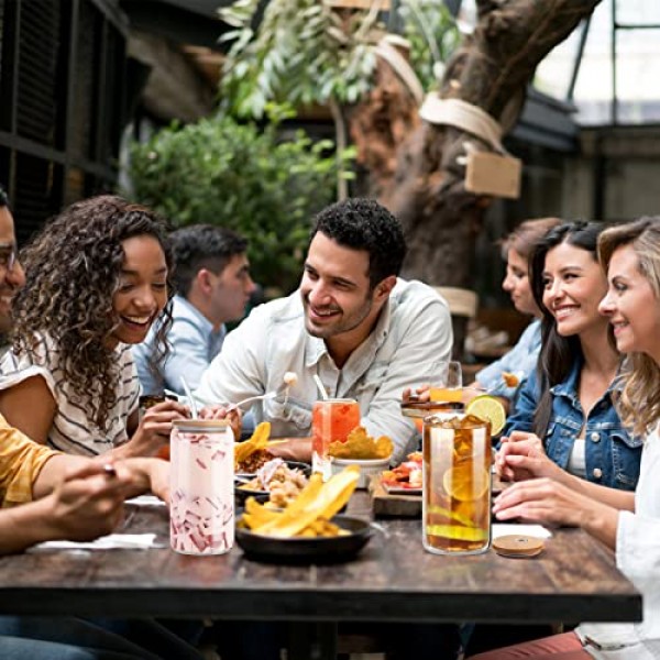 대나무 뚜껑과 유리 빨대가 있는 Vozoka 마시는 안경, 4 세트 16oz 아이스 커피 컵, 뚜껑과 빨대가 있는 유리 컵, 맥주 잔, 물, 칵테일, 위스키, 소다, 선물에 이상적