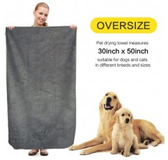 KinHwa 슈퍼 흡수성 애완 동물 수건 개와 고양이를위한 극세사 개 목욕 수건 76cm x 127cm 회색 76cmx127cm 회색