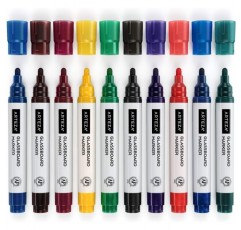 ARTEZA Glasboard Marker, 자성 유리판을 위한 실용적인 유리 크레용, 10가지 밝은 네온 컬러, 냄새가 적고 지울 수 있는 유리, 거울, 창용 마커, ​​비다공성 표면용