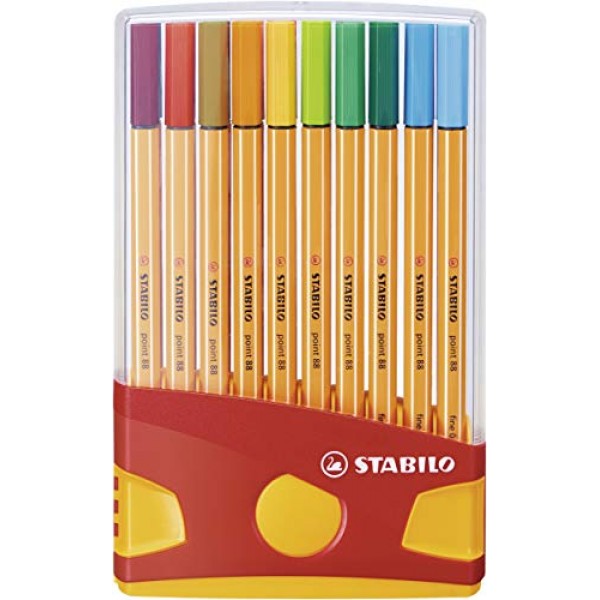 Stabilo Point 88 파인라이너 펜, 0.4mm - 20색 플라스틱 케이스 세트, 1개(1팩)