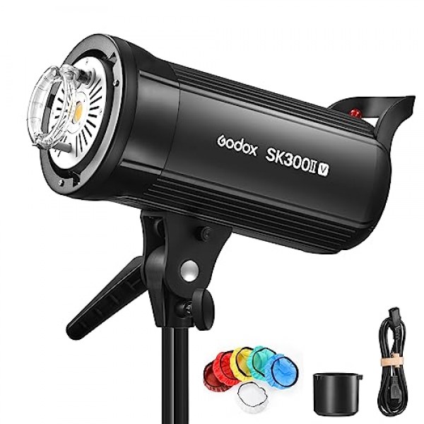 Godox SK300IIV 사진 스튜디오 스트로브 플래시, 300Ws GN58 5700K Bowens 마운트 전문 모노라이트 조명, Godox 2.4G 무선 X 시스템 내장, 스튜디오 촬영용 10W 모델링 램프