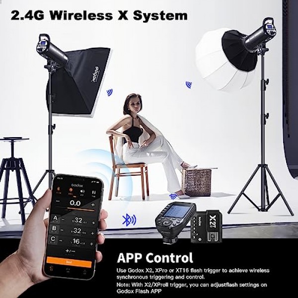 Godox SK300IIV 사진 스튜디오 스트로브 플래시, 300Ws GN58 5700K Bowens 마운트 전문 모노라이트 조명, Godox 2.4G 무선 X 시스템 내장, 스튜디오 촬영용 10W 모델링 램프