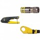 Klein Tools VDV 동축 압착 키트(콤팩트 크림퍼, 동축 스트리퍼, 커넥터 포함) 10팩, 3피스 - VDV212008SEN 컴팩트 F 크림퍼, VDV812606 RG6 케이블 10팩, VDV110061 동축 스트리퍼 RG59/6/6Q