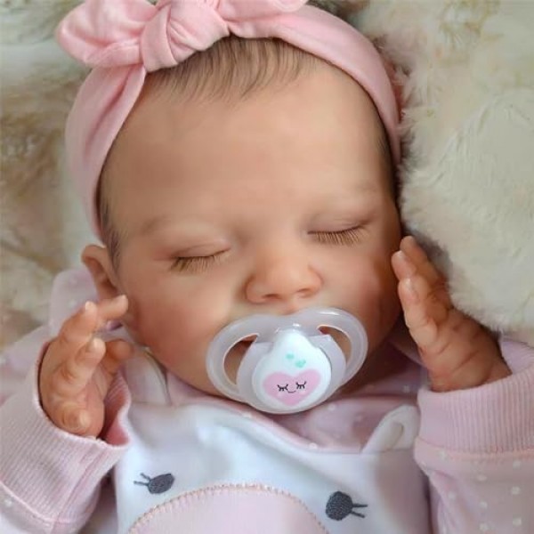 BABESIDE 생생한 Reborn Baby Dolls - 20인치 Sweet Smile 현실적인 신생아 인형 전신 비닐 Sleeping Baby Girl Real Life Baby Dolls with Toy Accessories Gift Set for Kids Age 3+ hand-painted hair