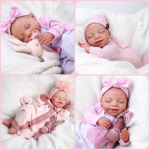 BABESIDE 생생한 Reborn Baby Dolls - 20인치 Sweet Smile 현실적인 신생아 인형 전신 비닐 Sleeping Baby Girl Real Life Baby Dolls with Toy Accessories Gift Set for Kids Age 3+ hand-painted hair