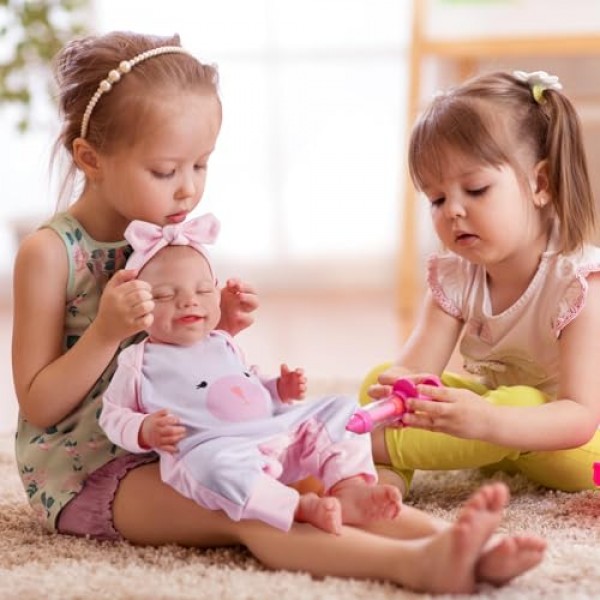 BABESIDE 생생한 Reborn Baby Dolls - 20인치 Sweet Smile 현실적인 신생아 인형 전신 비닐 Sleeping Baby Girl Real Life Baby Dolls with Toy Accessories Gift Set for Kids Age 3+ hand-painted hair