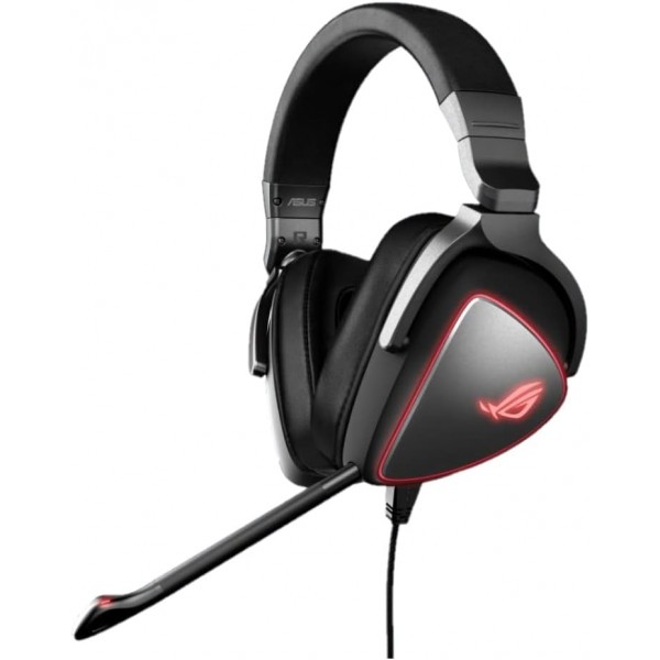 빨간색 LED 조명 링, 마이크 및 PC, Mac, 스마트폰 및 게임 콘솔 게임을 위한 USB-C® 연결이 있는 ASUS ROG 게임 헤드셋