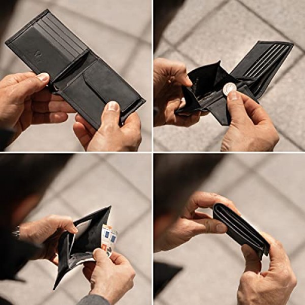 DONBOLSO Zurich I RFID 보호 기능이 있는 남성용 클래식 가죽 지갑, 빈티지 블랙, 미니멀리스트
