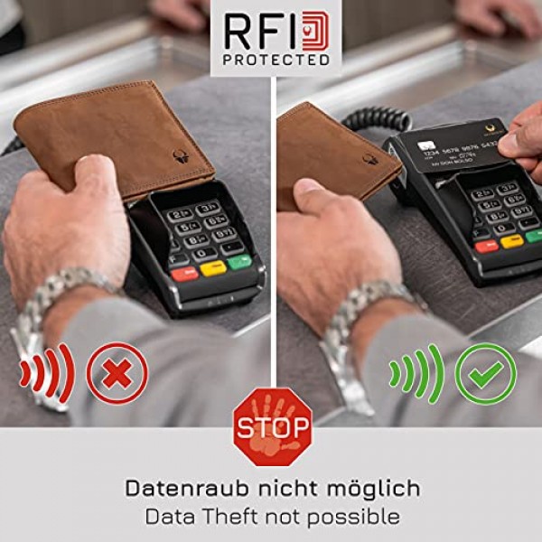 DONBOLSO Zurich I RFID 보호 기능이 있는 남성용 클래식 가죽 지갑, 빈티지 블랙, 미니멀리스트