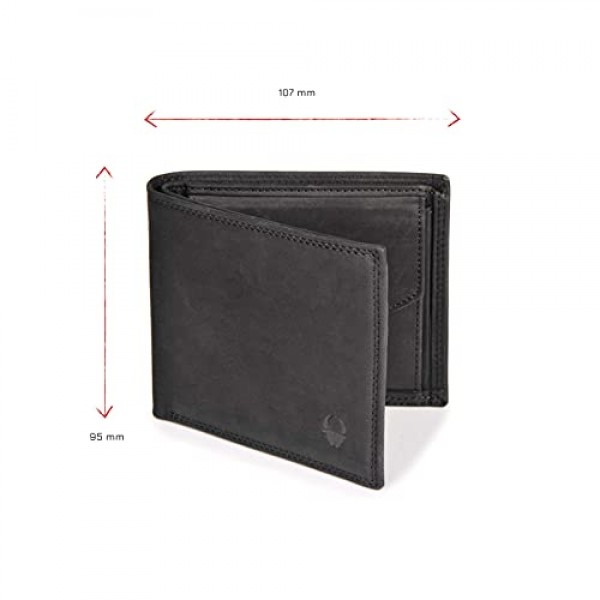 DONBOLSO Zurich I RFID 보호 기능이 있는 남성용 클래식 가죽 지갑, 빈티지 블랙, 미니멀리스트