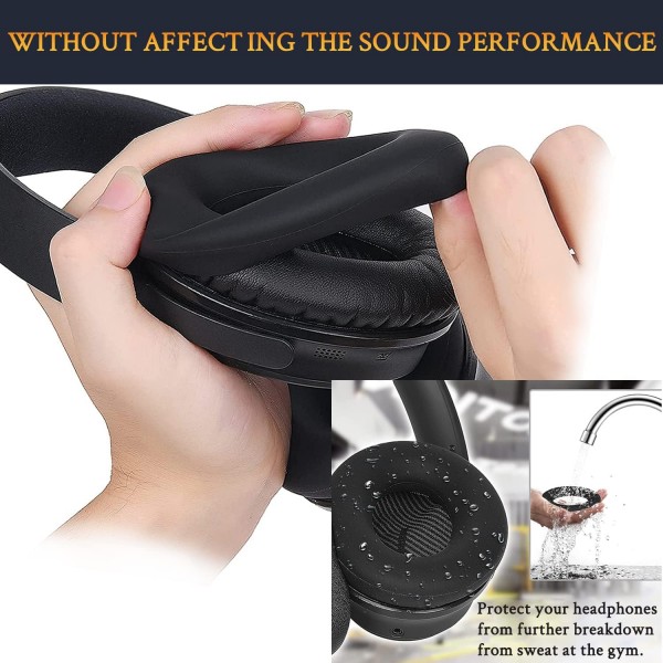 SOULWIT 교체용 이어패드 패드 + 헤드밴드 헤드밴드 + 실리콘 이어패드 보호 커버 커버, Bose QuietComfort 35 QC35, QC35 ii 오버이어 헤드폰용 교체 액세서리 키트 블랙