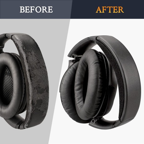 SOULWIT 교체용 이어패드 패드 + 헤드밴드 헤드밴드 + 실리콘 이어패드 보호 커버 커버, Bose QuietComfort 35 QC35, QC35 ii 오버이어 헤드폰용 교체 액세서리 키트 블랙