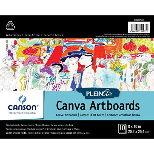 Canson Plein Air Canva 견고한 아트 페인트 또는 스틱, 오일 및 아크릴, 8 x 10인치, 보드 10개 세트, 8 x 10, 0
